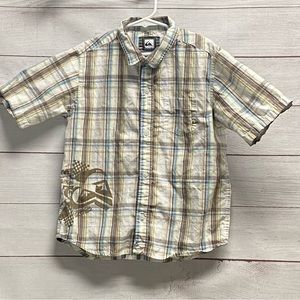 XL/7X Boys Quiksilver Brown Plaid Button-Down Shirt
